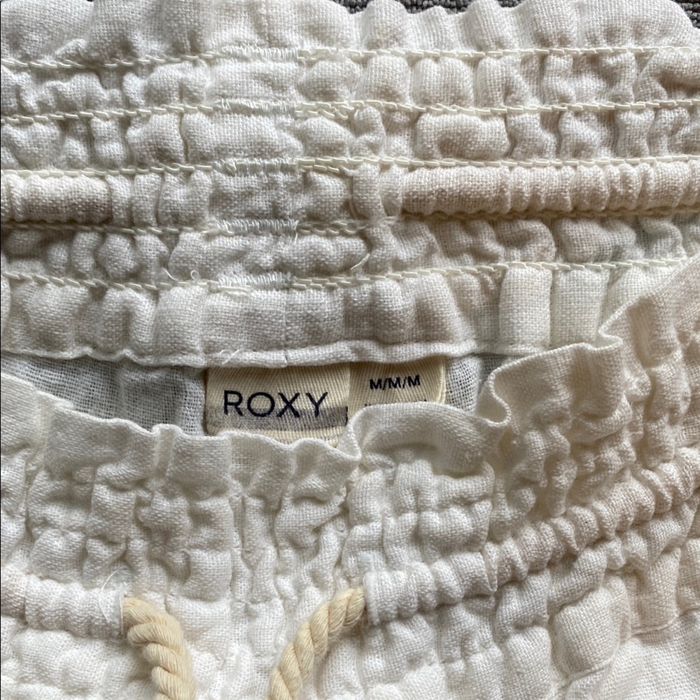 Roxy White Linen Drawstring Pants - Picture 3 of 11